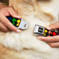Load image into Gallery viewer, PEANUTS Title Logo Full Color Black/White Seatbelt Buckle Collar - Peanuts Snoopy Silhoutte Pose Black/Rainbow Multi Color