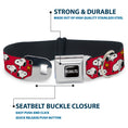 Load image into Gallery viewer, PEANUTS Title Logo Full Color Black/White Seatbelt Buckle Collar - Peanuts Snoopy and Woodstock Poses Scattered Red