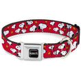 Load image into Gallery viewer, PEANUTS Title Logo Full Color Black/White Seatbelt Buckle Collar - Peanuts Snoopy and Woodstock Poses Scattered Red