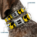 Load image into Gallery viewer, PEANUTS Title Logo Full Color Black/White Seatbelt Buckle Collar - Peanuts Snoopy Walking/Silhouette Pose Yellow/Black/White