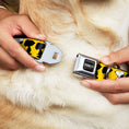 Load image into Gallery viewer, PEANUTS Title Logo Full Color Black/White Seatbelt Buckle Collar - Peanuts Snoopy Walking/Silhouette Pose Yellow/Black/White