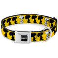 Load image into Gallery viewer, PEANUTS Title Logo Full Color Black/White Seatbelt Buckle Collar - Peanuts Snoopy Walking/Silhouette Pose Yellow/Black/White