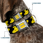PEANUTS Title Logo Full Color Yellow/White Seatbelt Buckle Collar - Peanuts Woodstock Face Flip Black/Yellow