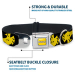 PEANUTS Title Logo Full Color Yellow/White Seatbelt Buckle Collar - Peanuts Woodstock Face Flip Black/Yellow