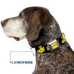 PEANUTS Title Logo Full Color Yellow/White Seatbelt Buckle Collar - Peanuts Woodstock Face Flip Black/Yellow