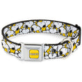 Load image into Gallery viewer, PEANUTS Title Logo Full Color Yellow/White Seatbelt Buckle Collar - Peanuts Snoopy Pose Stacked Yellow