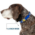 Load image into Gallery viewer, PEANUTS Title Logo Full Color Yellow/White Seatbelt Buckle Collar - Peanuts Snoopy Running and Woodstock Pose Blue