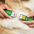 Load image into Gallery viewer, PEANUTS Title Logo Full Color Yellow/White Seatbelt Buckle Collar - Peanuts Snoopy and Woodstock Laughing HAHA Pose Green