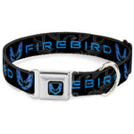 Pontiac Firebird Logo Black/Blues Seatbelt Buckle Collar - Pontiac FIREBIRD/Logo Black/Grays/Blues