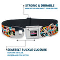 Load image into Gallery viewer, THE POWERPUFF GIRLS Animated Series Title Logo Full Color Black Seatbelt Buckle Collar - The Powerpuff Girls Expressions Stacked