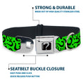 Load image into Gallery viewer, Riddler "?" Black Silver Seatbelt Buckle Collar - Question Mark Scattered Lime Green/Black