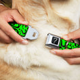 Load image into Gallery viewer, Riddler "?" Black Silver Seatbelt Buckle Collar - Question Mark Scattered Lime Green/Black