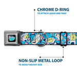 ROCKO'S MODERN LIFE Logo Full Color Black/Blues Seatbelt Buckle Collar - Rocko & Spunky Scattered Expressions/Triangles Blue/Lavender