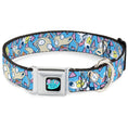 Load image into Gallery viewer, ROCKO'S MODERN LIFE Logo Full Color Black/Blues Seatbelt Buckle Collar - Rocko & Spunky Scattered Expressions/Triangles Blue/Lavender