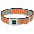 Load image into Gallery viewer, RICK AND MORTY Text Logo Full Color Black/Blue Seatbelt Buckle Collar - Mr. Meeseeks Poses Flip Orange