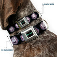 Load image into Gallery viewer, RICK AND MORTY Text Logo Full Color Black/Blue Seatbelt Buckle Collar - Rick and Morty Rick Vaporwave Bullseye Black/Blue/Red/White