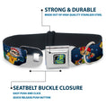 Load image into Gallery viewer, ROCKET POWER RP Logo Full Color Black/Green/Blue Seatbelt Buckle Collar - Rocket Power 4-Character Action Poses/Shapes Cool Gray/Multi Color
