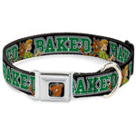 Scooby Doo Face Full Color Black Seatbelt Buckle Collar - Scooby Doo & Shaggy Pose/BAKED Black/Green