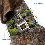 Scooby Doo Face Full Color Black Seatbelt Buckle Collar - Scooby & Shaggy Hugging w/Werewolf Man Purple
