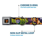 Scooby Doo Face Full Color Black Seatbelt Buckle Collar - Scooby & Shaggy Hugging w/Werewolf Man Purple