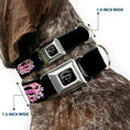 Load image into Gallery viewer, Superman Black Silver Seatbelt Buckle Collar - Super Shield Hibiscus Design Black/Pink