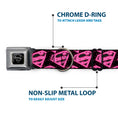 Load image into Gallery viewer, Superman Black Silver Seatbelt Buckle Collar - Diagonal Superman Logo w/Hearts Black/Pink
