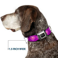 Load image into Gallery viewer, Superman Black Silver Seatbelt Buckle Collar - Superman Logo in Heart Purple/White/Pink