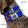 Load image into Gallery viewer, Superman Full Color Blue Seatbelt Buckle Collar - Superman Shield Blue