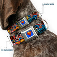 Load image into Gallery viewer, Superman Full Color Blue Seatbelt Buckle Collar - SUPERMAN Action Blocks Red/Blue