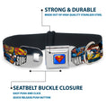 Load image into Gallery viewer, Superman Full Color Blue Seatbelt Buckle Collar - SUPERMAN Action Blocks White