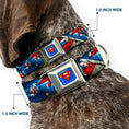 Load image into Gallery viewer, Superman Full Color Blue Seatbelt Buckle Collar - Superman Action Poses/Stars & Stripes