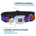Load image into Gallery viewer, Superman Full Color Blue Seatbelt Buckle Collar - SUPERMAN/Shield Stripe Blue/Yellow/Red