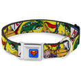 Load image into Gallery viewer, Superman Blue Seatbelt Buckle Collar - Classic ACTION COMICS Issue #1 Cover Superman Lifting Car Stacked