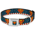 Load image into Gallery viewer, Superman Shield Full Color Americana Blue Seatbelt Buckle Collar - Superman Shield Americana Red/White/Blue/Yellow