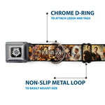 Winchester Logo Full Color Black/White Seatbelt Buckle Collar - SUPERNATURAL 4-Character Saintly Icons/Skull & Roses