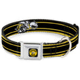 Load image into Gallery viewer, SUPER BEE Logo Full Color Black/Yellow/White Seatbelt Buckle Collar - SUPER BEE Logo/Stripes Black/Yellow/White