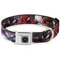 Load image into Gallery viewer, Spider Icon Silver/Black Seatbelt Buckle Collar - 6-Spider Hero Action Poses Grays