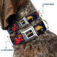Load image into Gallery viewer, MARVEL SPIDER-MAN Title Logo Full Color Dark Blue Seatbelt Buckle Collar - SPIDER-MAN Title Logo and Action Skyline Poses