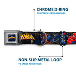 MARVEL SPIDER-MAN Title Logo Full Color Dark Blue Seatbelt Buckle Collar - SPIDER-MAN Title Logo and Action Skyline Poses