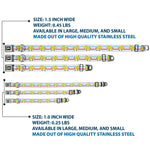 SpongeBob SquarePants Logo2 Full Color Black Seatbelt Buckle Collar - Mocking SpongeBob Pose Stripe White/Blue/Red