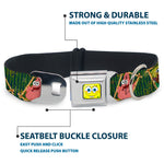 Sponge Bob Face CLOSE-UP Full Color Seatbelt Buckle Collar - SpongeBob & Patrick Starfish Bamboo Frames/Logo