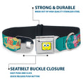 Load image into Gallery viewer, Sponge Bob Face CLOSE-UP Full Color Seatbelt Buckle Collar - Patrick, SpongeBob & Gary NOT NORMAL Aqua