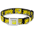 Load image into Gallery viewer, SpongeBob Face CLOSE-UP Full Color Seatbelt Buckle Collar - SpongeBob 4-CLOSE-UP Expressions/Crackle Black/Gray/Yellow