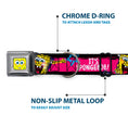 Load image into Gallery viewer, SpongeBob Face CLOSE-UP Full Color Seatbelt Buckle Collar - SpongeBob Pose IT'S SPONGEBOB! Stripe Black/Pink/Blue/White