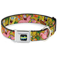 Load image into Gallery viewer, SpongeBob SquarePants Logo Full Color Black Seatbelt Buckle Collar - SpongeBob & Patrick Starfish Poses Pineapple Gold