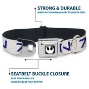 Star Wars Rebel Alliance Insignia Full Color Black/White Seatbelt Buckle Collar - Star Wars Aurebesh REBEL White/Blue