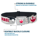 Star Wars Rebel Alliance Insignia Full Color White/Red Seatbelt Buckle Collar - Star Wars REBEL PILOT Rebel Alliance Insignia/Lightsaber/X-Wing Fighter White/Red/Yellow/Gray