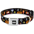 Load image into Gallery viewer, STAR WARS Logo Black/White Seatbelt Buckle Collar - Star Wars Festive Candy Icons Collage Black/Multi Color