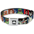 Load image into Gallery viewer, STAR WARS Logo Full Color Black/White Seatbelt Buckle Collar - Star Wars Classic 16-Character Pose Blocks Multi Color