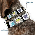 Load image into Gallery viewer, Star Wars Grogu Face Close-Up Full Color Black Seatbelt Buckle Collar - Star Wars Mandalorian 4-Character Pose Blocks